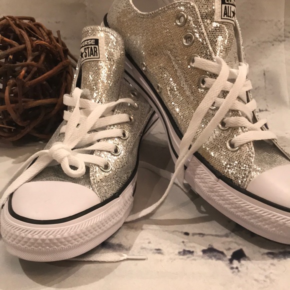 GLITTER Converse Chuck Taylor All Star Ox Silver - Picture 6 of 7